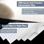 Air Vent Filters,12"x120"Cut to Fit Air Filter Material (60+Filters),MERV 8 Electrostatic Air Vent Filter for Home Floor, Grilles, Ceiling, HVAC Furnace Vents, With 48PCs Adhesive Hook Tape