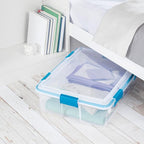 Sterilite 4-Pack Gasket Box, Home Storage Organizer Bins with Lids, 37 Quart – Stackable Clear Plastic Containers for Bedroom, Bathroom, Garage, Basement, or Attic