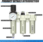 3/4" NPT Heavy Duty Industrial Grade 3 Stage Air Drying System, Auto Drain, Coalescing Filter, Particulate Filter, Desiccant Dryer and Air Regulator For Plasma Cutter and Paint Spray