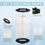 27002-0100S Pool Fliter Cartridges Replacement Compatible with Sta-rite 27002-0100S Pool PLM100 and System 2 Modular Media and Spa D.E. Filter, with Air Bleed Assembly, 100 sq.ft