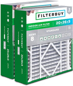 Filterbuy 20x26x5 Air Filter MERV 8 Essential Dust & Allergy Defense (2-Pack), Pleated HVAC AC Furnace Filters for Electro-Air, Lennox, White Rodgers, and More (Actual Size: 20.00 x 25.88 x 4.88)