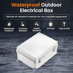 QILIPSU Waterproof Junction Box IP67 Outdoor Plastic Electrical Project Enclosure Weatherproof with Mounting Plate, Wall Brackets, Hinged Grey Cover 14.8"x10.8"x6.1"
