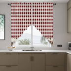 Swag Curtain Valances for Kitchen Windows,Farm Barn Western Star on Vintage Short Rod Pocket Window Valance,Red Buffalo Plaid Swag Topper for Bedroom Living Room,2 Panels 36x63in