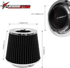 RYANSTAR 89mm 3.5" High Flow Round Tapered Cone Cool Air Filter Cleaner with Top Filter Design Short 150mm tall Black