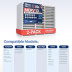 BNX TruFilter 20x25x5 (19.88’’ x 24.88’’ x 4.38‘’ Honeywell Compatible 4”) MERV 13 Air Filter (2-Pack) - MADE IN USA - HVAC AC Furnace Filters Health, Allergies, Mold, Bacteria, Smoke, MPR 1900 FPR 10