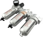 1/4" NPT MID FLOW Filter Regulator Coalescing Desiccant Dryer System For Compressed Air Lines, Poly Bowls, Great For Paint Spray And Plasma Cutter (MANUAL DRAIN)