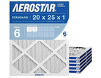 Aerostar 20x25x1 MERV 6 Pleated Air Filter, AC Furnace Air Filter, 6 Pack (Actual Size: 19 3/4"x24 3/4"x3/4")