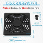 PATIKIL 80mm Fan Filter Grill, 6 Pcs Plastic Ventilation Dustproof Grill Covers Cooling Ventilator with Screws for Industry Workshop Computer Case Refrigerators Air Conditioning, Black