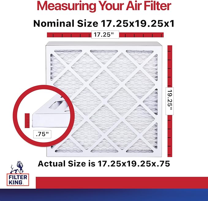 Filter King 17.25x19.25x1 Air Filter | 12-PACK | MERV 11 HVAC Pleated A/C Furnace Filters | MADE IN USA | Actual Size: 17.25 x 19.25 x .75"