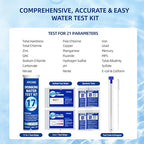 21 in 1 Accurate Drinking Water Testing Kits, 145 Strips + 4 Bacteria Tests, Well and Tap Water Test Kit, Home Test Strips for Lead, Fluoride, Chlorine, Hardness, pH, Iron, Copper, and More