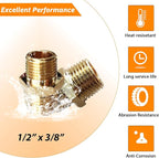2pcs 1/2" NPT x 3/8" NPT Brass Nipple, 1/2 to 3/8 Adapter Fitting Reducing Solid Hex Nipple, Brass 1/2 Male to 3/8 Male Reducer Pipe Fittings for Extending and Connecting Pipes
