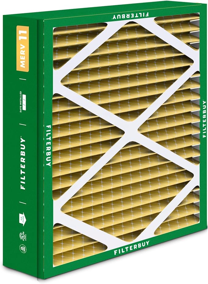 Filterbuy 21x21.5x5 Air Filter MERV 11 Superior Pet & Allergy Defense (3-Pack), Pleated HVAC AC Furnace Filters for Trane Perfect Fit & American Standard (Actual Size: 20.00 x 21.09 x 4.97)