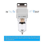NANPU 1/4" NPT Compressed Air Line Filter, 5 Micron Brass Element, Bracket, Poly Bowl, 145 psi