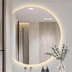 Bathroom Mirror, Dimmable LED Vanity Mirror Half Circle, Illuminated Mirror with Demister Pad, Large Wall Mirror with Touch Sensor (Size : 35x39''/90x100cm)