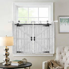 Farmhouse Wood Grain Bedroom Curtains 63 Inch Length, Window Curtains Tab Top, Vintage Country Barn Gate Grey Light Filtering Window Treatments Drapes 42"x63" 2 Panel
