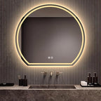 Bathroom Mirror with 3 Colour LED Lights, Wall Mounted Bathroom Vanity Mirror, Demister Heat Pad/Dimming Function/Touch Switch Smart Mirror(A,23.6"x21.2"/60x54cm)