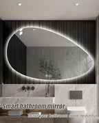 JSLJDM 500X500 mm Illuminated Backlit LED Bathroom Mirror, Wall Mounted Multifunction Bathroom Vanity Mirror with Lights and Demister Pad, Energy-Saving Illuminated Smart Mirror