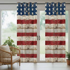 4th of July Outdoor Curtains for Patio USA Flag Independence Day Vintage Waterproof Outside Curtains with Grommet Top Weatherproof Curtain for Cabana Pergola Gazebo, 1 Panel, 54" W x 95" L