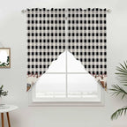 Swag Curtain Valances for Kitchen Windows,Farm Wooden House Black Buffalo Plaid Short Rod Pocket Window Valance,Western Star Swag Topper for Bedroom Living Room,2 Panels 28x36in
