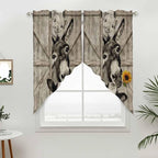 Funny Farm Animals Swag Valances for Windows, Vintage Barn Brown Sunflowers Rod Pocket Kitchen Curtains Valance, Small Window Curtains Swag for Cafe Bathroom Living Room, 2 Panels, 36x36 inch