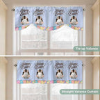 Blue Easter Tie Up Valance Curtains for Windows, Kitchen Curtains Window Shades, Spring Cartoon Bunny Colorful Eggs Wood Grain Light Filtering Roman Curtain Valances for Bedroom/Bathroom/Cafe 42"x12"