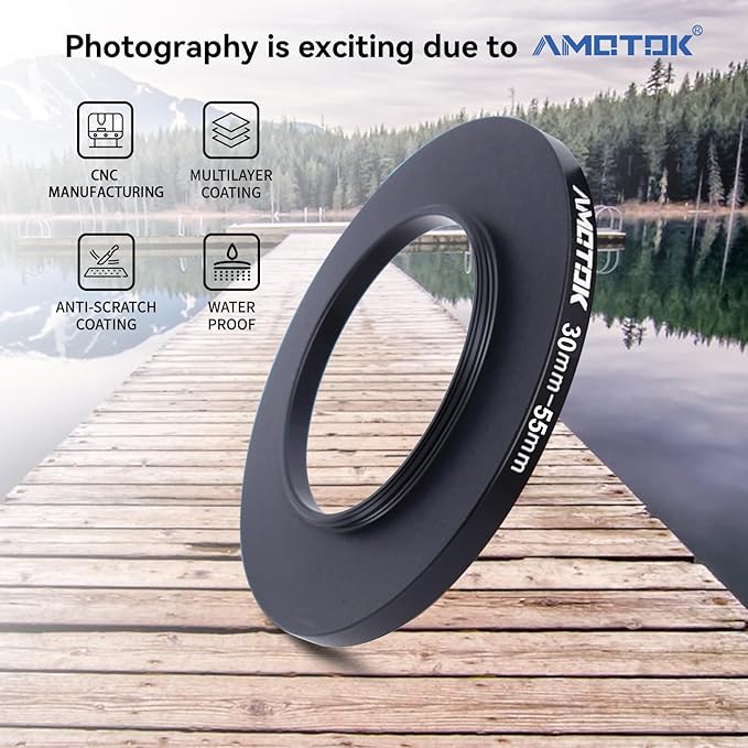 30mm Lens to 55mm Camera Lens Adapter,30mm to 55mm Filter Step up Ring Adapter Ring,Compatible All 55mm Filter Accessory