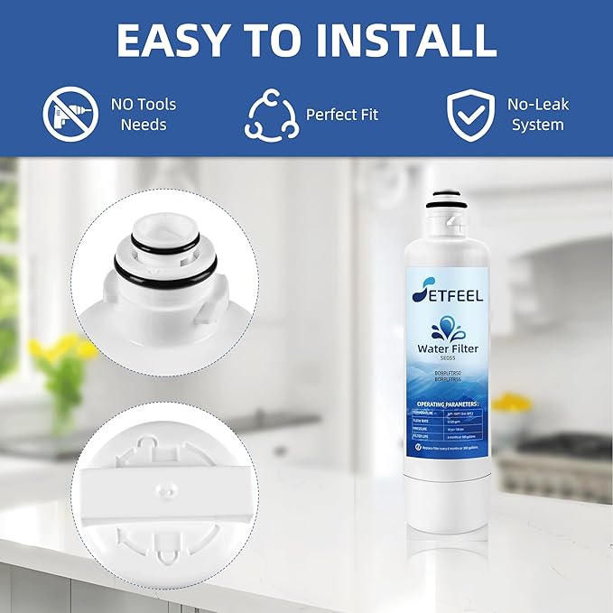 11032531 Refrigerator Water Filter For Bosch, Ultra-Clarity Pro BORPLFTR50, Fit Thermador Water Filter Replacement BORPLFTR55 B36CT80SNS B36CD50SNS Replfltr55, Ra450022, 3 Pack SETFEEL