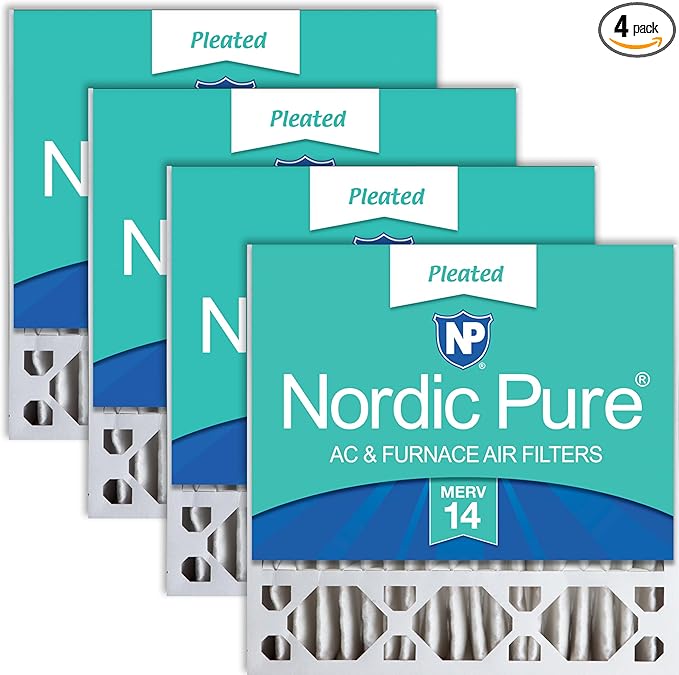 Nordic Pure 20x20x5 (Actual Size: 19 5/8 x 19 7/8 x 4 3/8) Honeywell/Lennox Replacement MERV 14 Air Filters 4 Pack