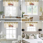 Farmhouses Sunflowers Sheer Valance Curtains, Retro Floral Leaves Red Truck Vintage Light Filtering Kitchen Valances Rod Pocket Voile Curtain Window Treatment for Bedroom/Living Room/Basement 42Wx18L