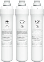 1 Year Replacement Filter Set Compatible with Bluevua RO100ROPOT RO100ROPOT-UV RO System (1 PP, 1 CTO, 1 PCF)