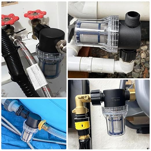 GIEX 200 Mesh Garden Hose Filter with Quick Connect, 3/4" GHT Thread Sediment Trap for Irrigation, Drip System, Misting, Greenhouse & Pressure Washer