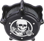 Motorcycle Air Filter Skull Style Air Cleaner with Filter Sock Dustproof Protective Cover Kit for Harley Touring 2000-07 Softail 2000-15 Dyna 2000-17, Excludes 2017 FXDLS (Black)