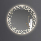Bathroom Mirror with LED Lights, Wall Mirror with Touch Sensor, Round Mirror with Demister Pad, 3 Light Modes, for Living Room and Bathroom(A,70cm/27.6in)