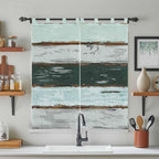 Blue Teal Living Room Curtains 84 Inch Length, Window Curtains Tab Top, Vintage Wooden Retro Art Farmhouse Barns Light Filtering Window Treatments Drapes 42"x84" 2 Panel