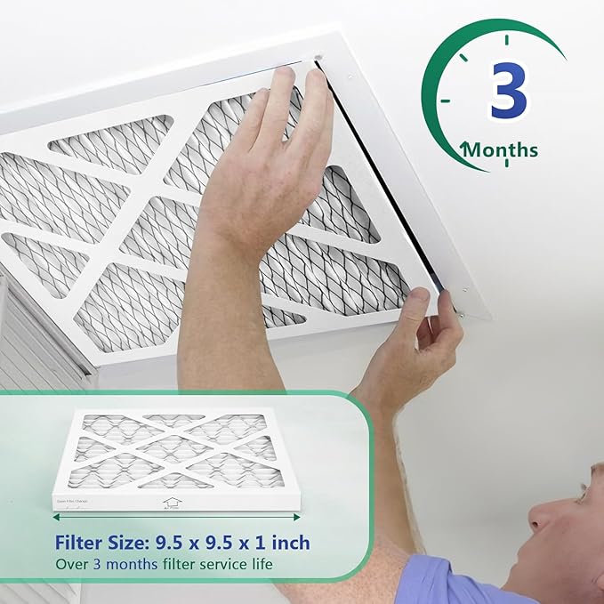 4 Pack Updated 9x9x1Air Filter, pertain Merv 11 HVAC Pleated A/C Furnace Filters (Actual Size: 9.5x9.5x0.75)