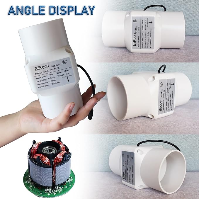 3 Inch/75mm Inline Duct Fan 12V 18W Variable Vent Blower Plastic Air Extractor Booster for Carbon Filter Grow Tent Basement Shutter Attic (Color : Adjustable Speed, Size : 18w)