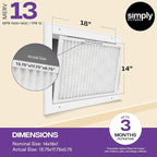 Simply 14x18x1 Air Filter, Merv 13, MPR 1500, 4 Pack, Furnace Air Filter for HVAC (Actual Size: 13.75"x17.75"x0.75") DUST, Pet, & Allergy Control