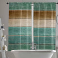 Vintage Plank Turquoise Brown Window Valance Curtains, Farmhouse Wood Grain Light Filtering Kitchen Valance with 3-inch Rod Pocket for Living Room Bathroom Bedroom,2 Panel,52x72In