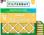 Filterbuy 11.25x11.25x1 Air Filter MERV 11 Superior Pet & Allergy Defense (6-Pack), Electrostatic Pleated HVAC AC Furnace Filters Replacement, Made in USA (Actual Size: 11.25 x 11.25 x 0.75)