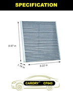 Cabin Air Filter w/Activated Carbon for VW Atlas (2018-2025), Jetta (2019-2025), for Tiguan (2018-2024), Golf/GTI (2015-2024), Audi A3 (2014-2024), Q3 (2019-2025), OE# 5Q0 819 653, CF11643, XC10463C