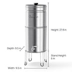 Culligan MaxClear 3 Gallon Gravity Water Filter System, Brushed Stainless-Steel Countertop Water Filter NSF/ANSI Certified to Reduce Microplastics, Lead & Total PFAS, with 3 Ceramic Filters