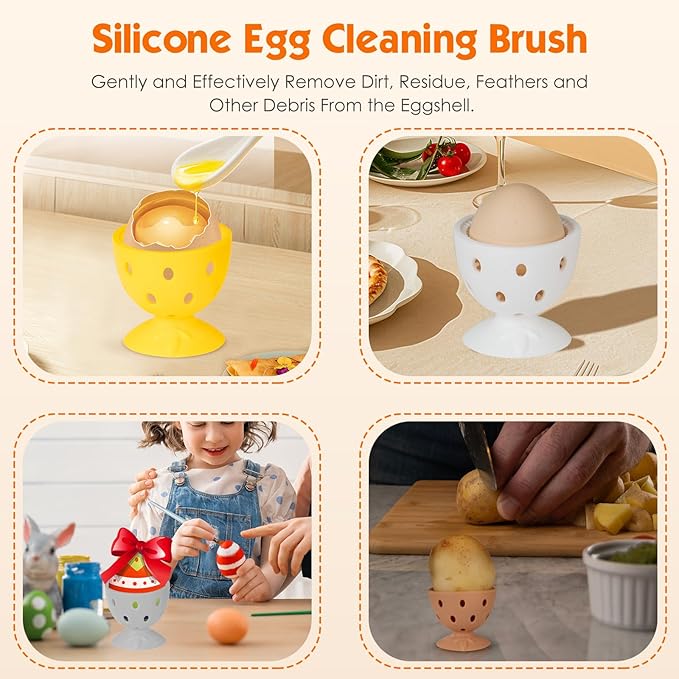 Egg Brush Cleaner, Egg Cleaner for Fresh Eggs, Cute Chick Shaped Egg Wash and Brush, Washing Egg Tool for Standard Sized Eggs (Green)