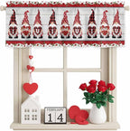 I Love U Valance Curtains for Kitchen, Valentine's Day Dwarf Romantic Wood Grain Privacy Rod Pocket Valance Curtain, Light-Filtering Window Treatment for Bedroom Bathroom, 42"x18"
