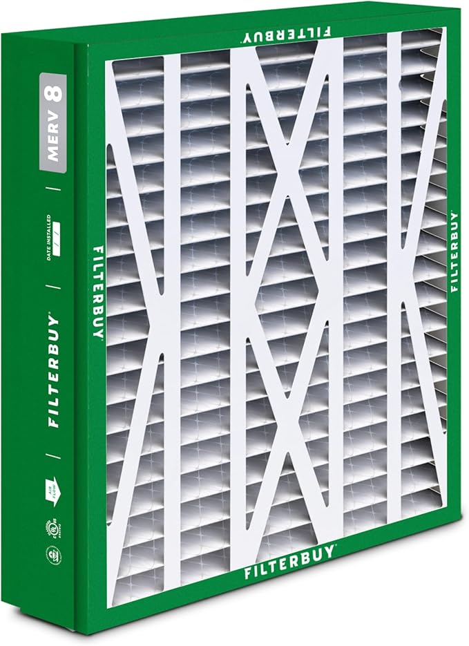 Filterbuy 21x27x5 Air Filter MERV 8 Essential Dust & Allergy Defense (2-Pack), Pleated HVAC AC Furnace Filters for Trane Perfect Fit & American Standard (Actual Size: 20.56 x 26.13 x 4.97)
