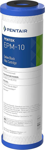 Pentair Pentek EPM-10 Carbon Water Filter, 10-Inch, Under Sink Modified Epsilon Carbon Block Replacement Cartridge with Bonded Powdered Activated Carbon (PAC) Filter, 10" x 2.5", 10 Micron