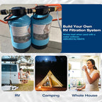 H&G lifestyles ‎RV Water Filter System,KDF GAC Carbon Water Filter for RV, Reduce Sulfur Odor Chlorine Heavy Metal,Improve Water Taste, with 3/4" GHT Brass Adapter,Water Filtration System for Camping