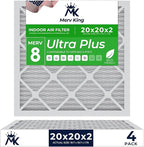 MervKing 20x20x2 Air Filter Actual Size: 19.7" x 19.7" x 1.75" MERV 8 MPR 600-700 | MADE IN USA | 4-Pack | Pleated HVAC AC Furnace Replacement