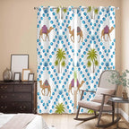 2 Panel Kitchen Cafe Curtains, Camels Palm Trees Sunlight Filtering Nature Air Through, Home Decor Window Covering Tier Curtains for Living Room 104W x 96L inch Tropical Desert Animal Plants Polka Dot