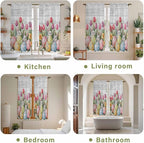 Easter Window Curtains 63 Inch Long 2 Panel Set, Rod Pocket Bedroom Curtains & Drapes, Retro Spring Bunny Eggs Tulip Farm Wooden Grain Light Filtering Window Treatment for Living Room 42"W x 63"L
