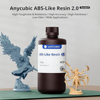 ANYCUBIC 2nd Gen Resin Technology ABS-Like Resin 2.0, 3D Printer Resin with High Toughness, More Precise Details, Low Odor, Wide Compatibility for All LCD Resin 3D Printers (Clear Green, 1kg)